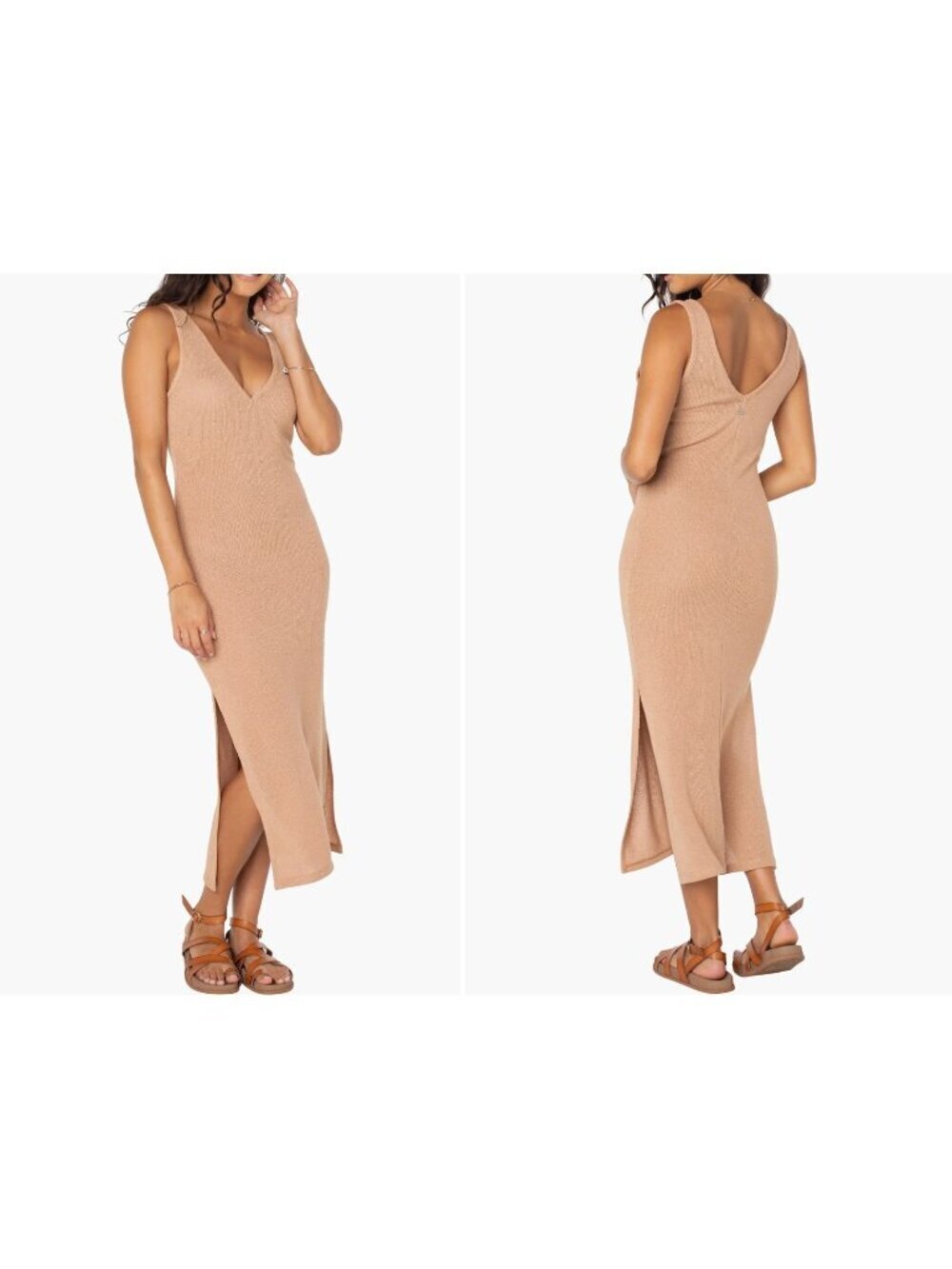 New ROXY Women's Size M Praline Slow Isle Knit Midi Dress